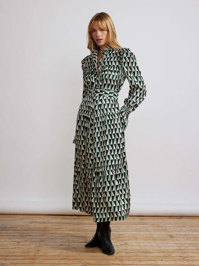 Mandy Green Tile Print Maxi Dress by KITRI Studio