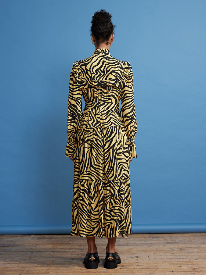 Mandy Yellow Zebra Print Maxi Dress by KITRI Studio