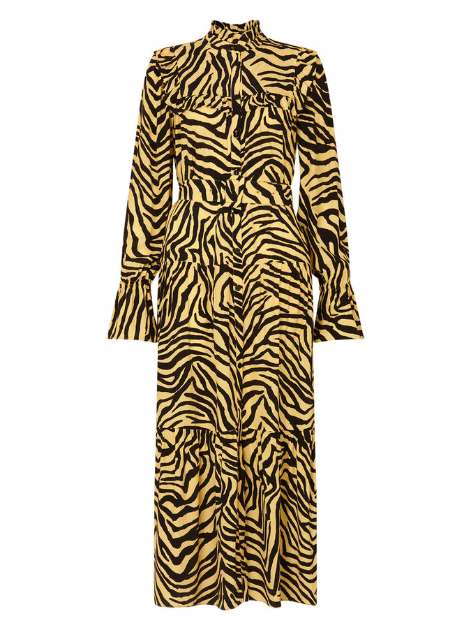 Mandy Yellow Zebra Print Maxi Dress by KITRI Studio