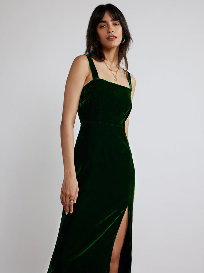 Mara Green Velvet Dress by KITRI Studio