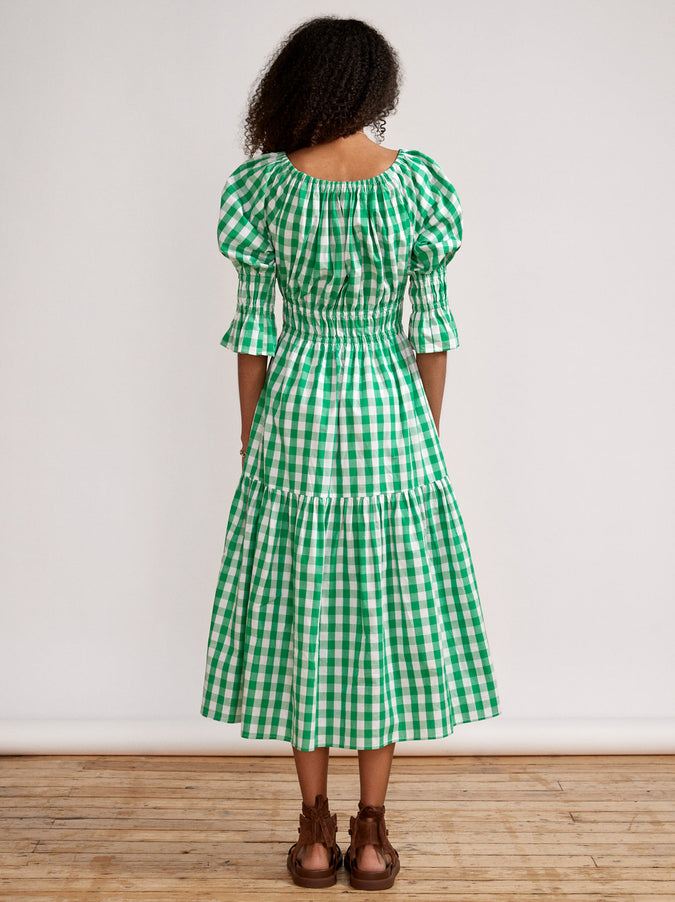 Margot Green Check Midi Dress by KITRI Studio