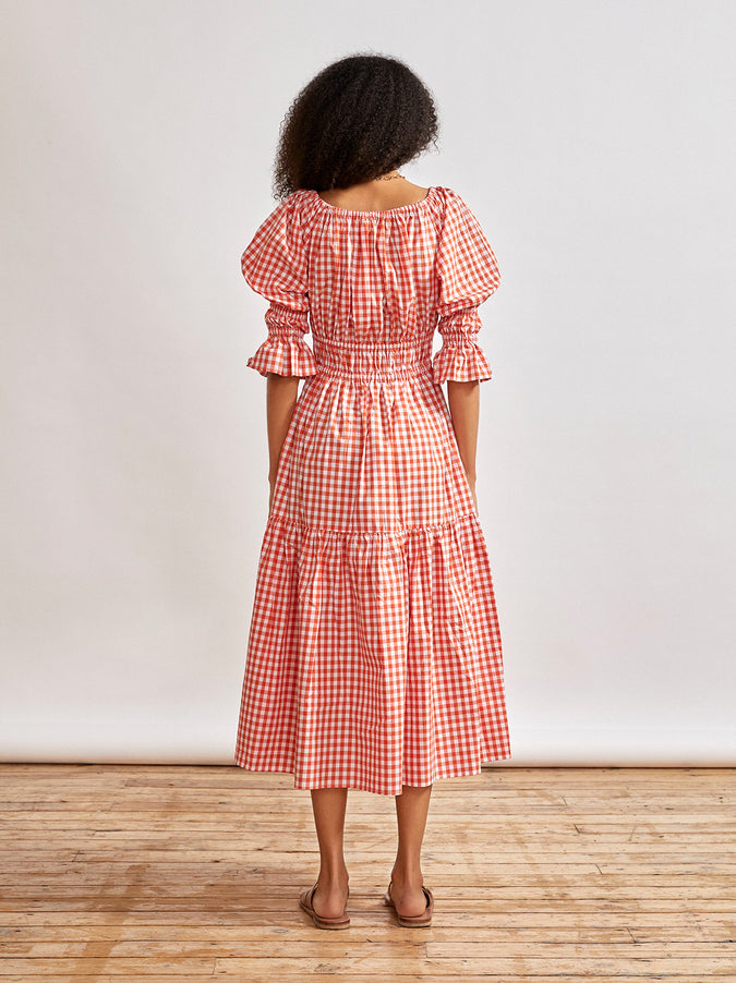 Margot Orange Gingham Midi Dress by KITRI Studio