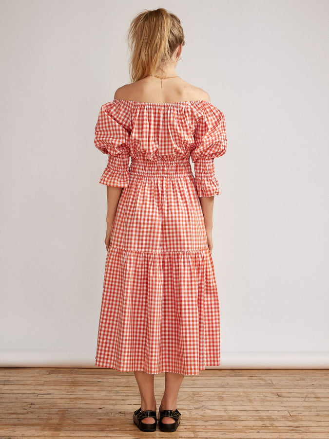 Margot Orange Gingham Midi Dress by KITRI Studio