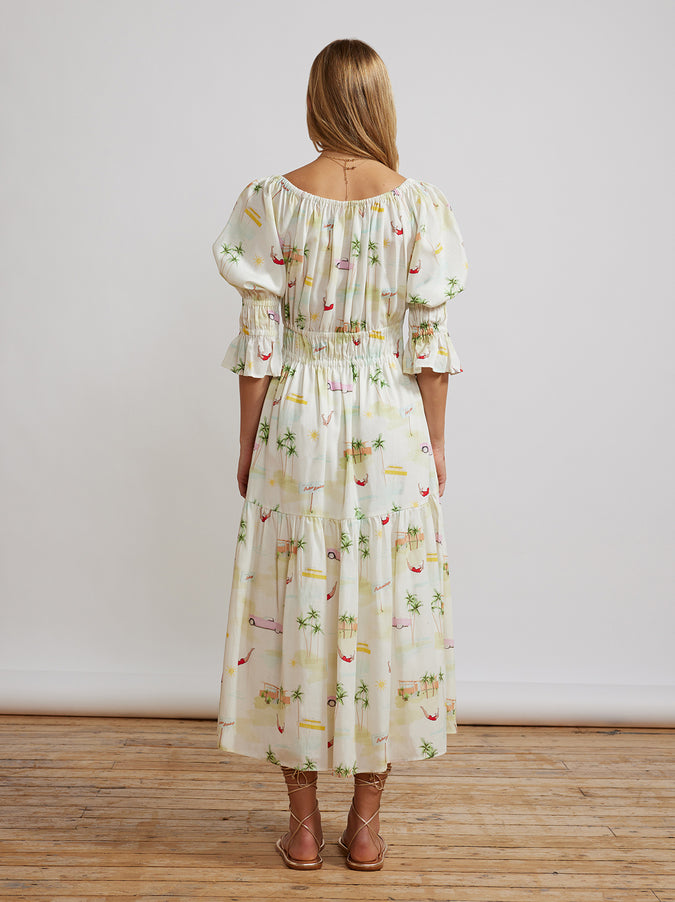Margot Palm Springs Print Midi Dress