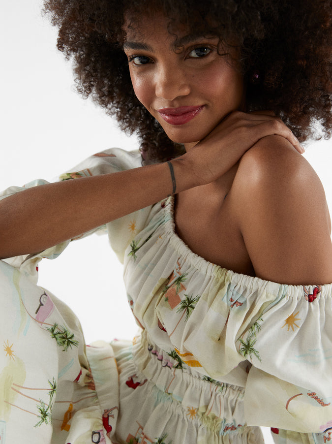 Margot Palm Springs Print Midi Dress