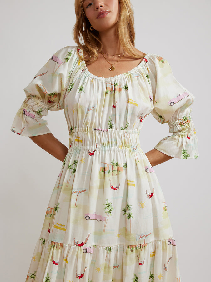 Margot Palm Springs Print Midi Dress