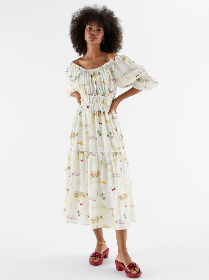 Margot Palm Springs Print Midi Dress