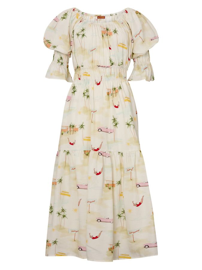 Margot Palm Springs Print Midi Dress