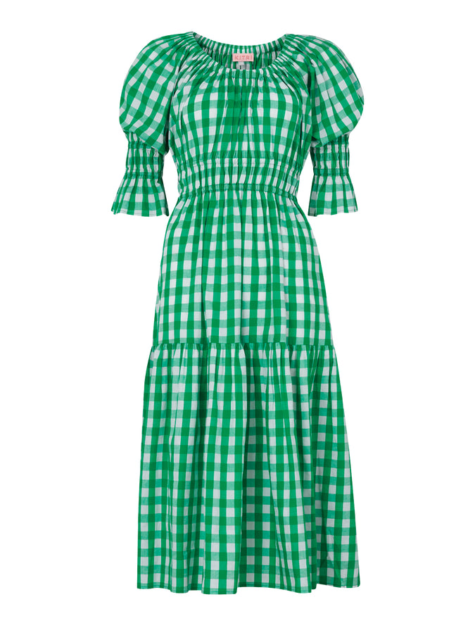 Margot Green Check Midi Dress by KITRI Studio