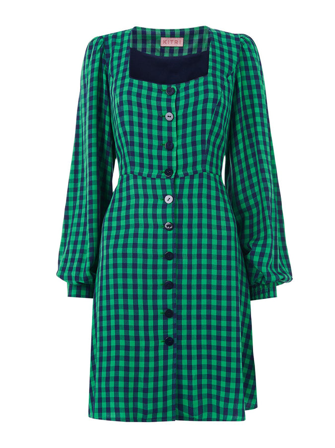 Maria Green Check Mini Dress by KITRI Studio