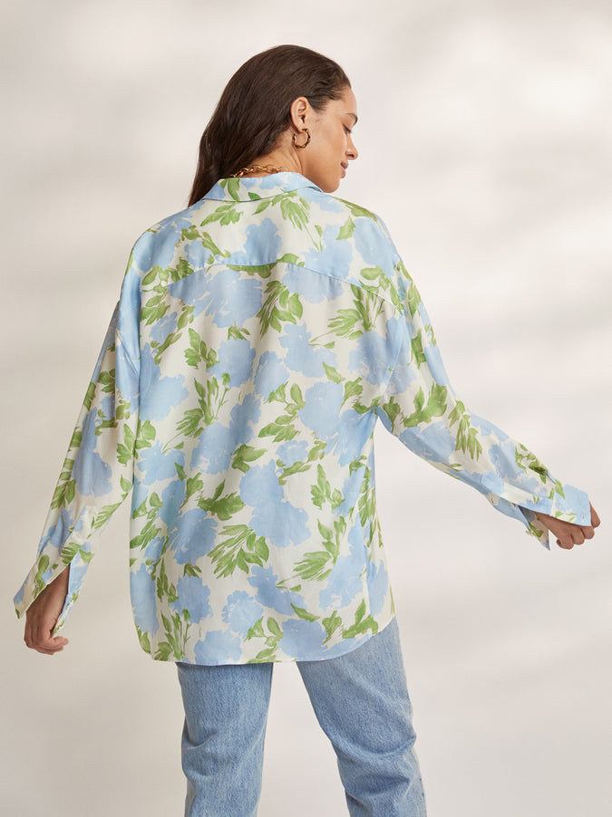 Mariana Blue Floral Boyfriend Shirt by KITRI Studio