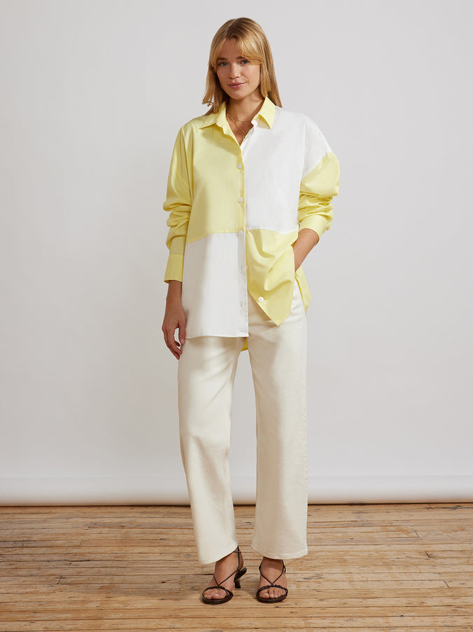 Mariana Lemon Colour Block Boyfriend Shirt