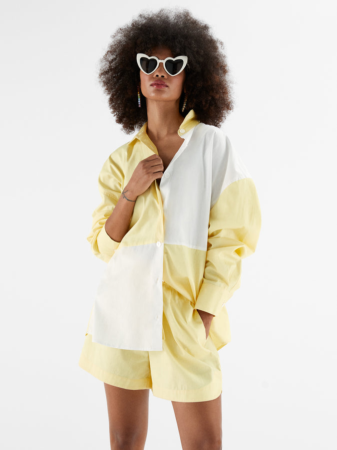 Mariana Lemon Colour Block Boyfriend Shirt