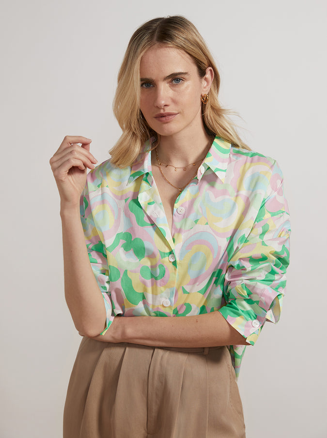 Mariana Multi Floral Swirl Boyfriend Shirt