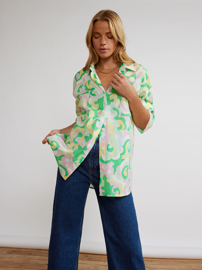 Mariana Multi Floral Swirl Boyfriend Shirt