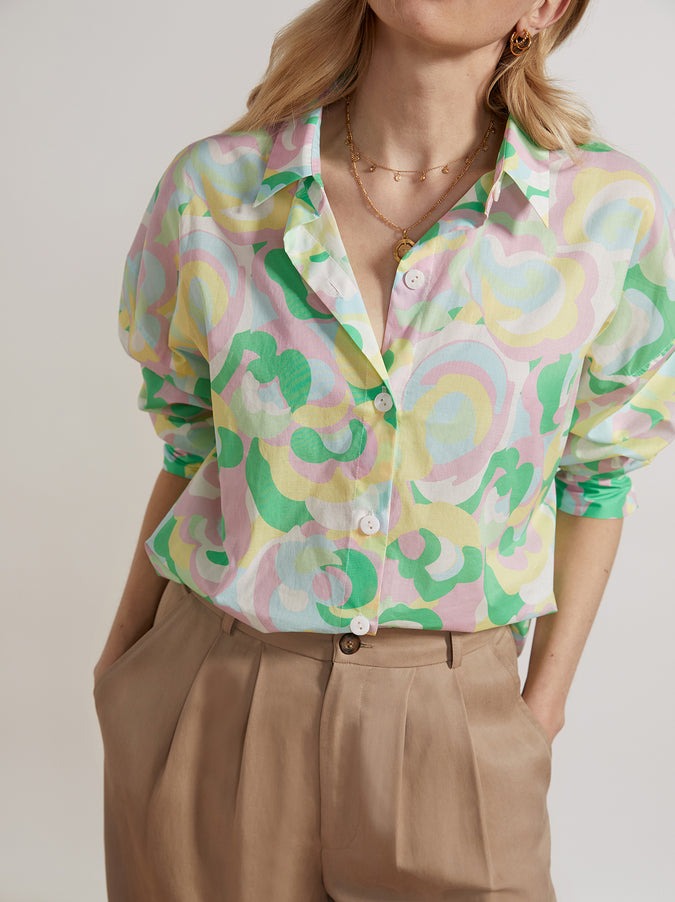 Mariana Multi Floral Swirl Boyfriend Shirt