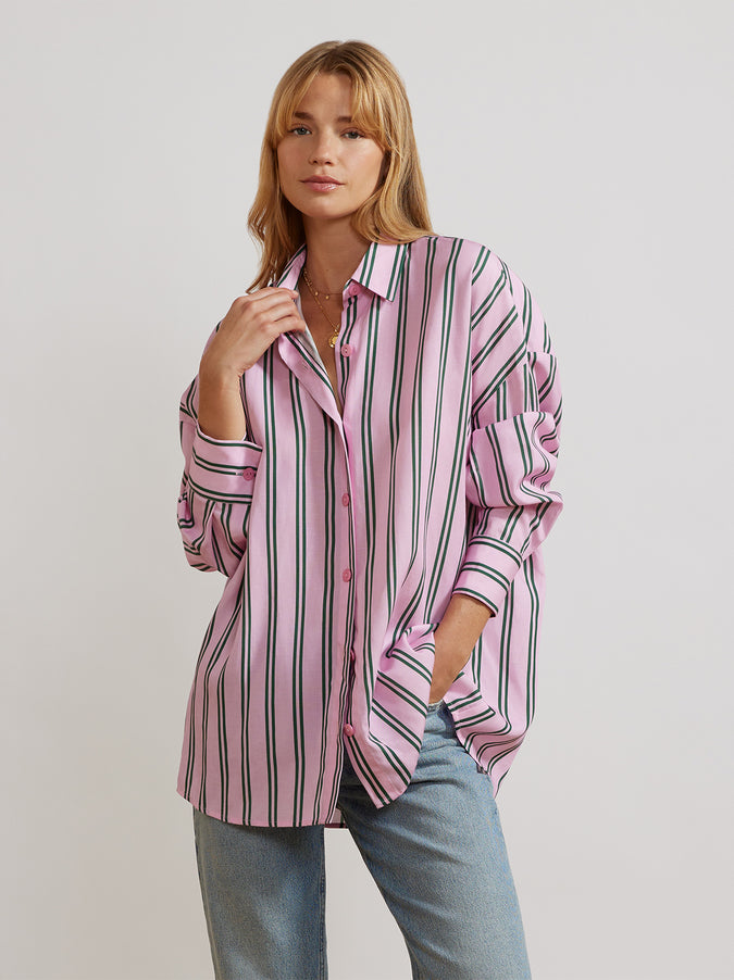 Mariana Palm Springs Stripe Boyfriend Shirt