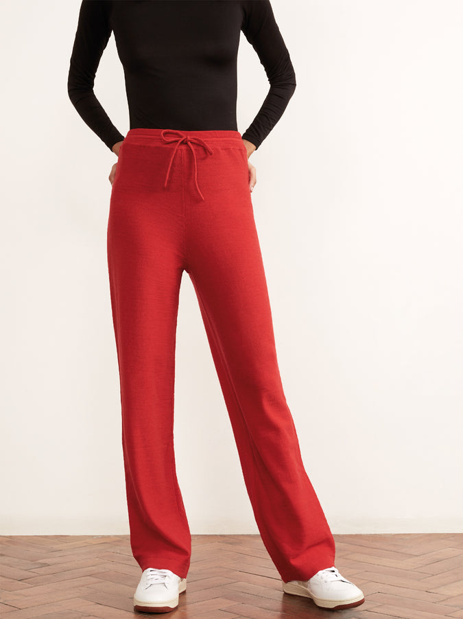 Matilda Red Merino Wool Trousers by KITRI Studio