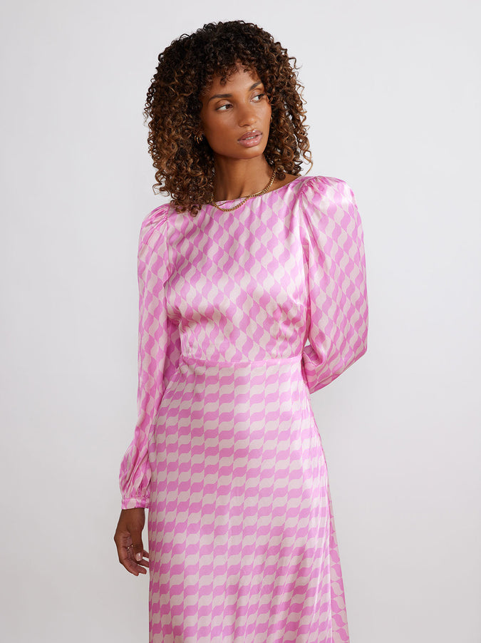 Megan Pink Wavy Tile Dress by KITRI Studio