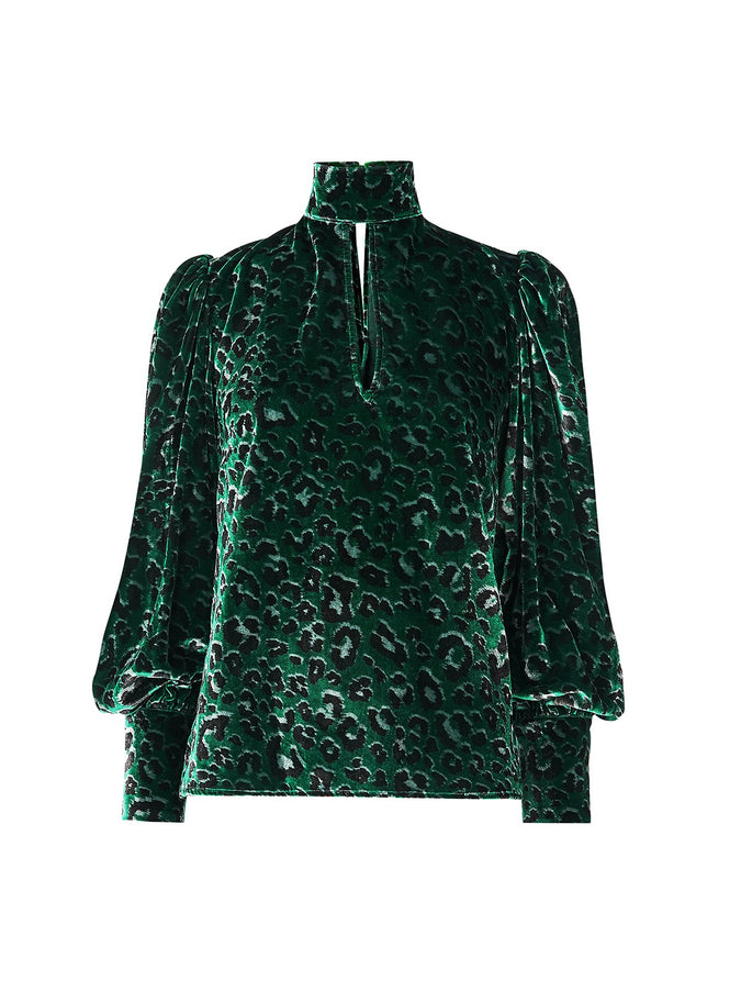 Melissa Green Leopard Print Velvet Top by KITRI Studio