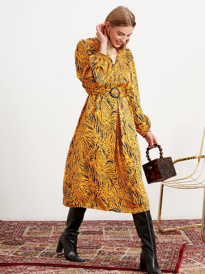 Mia Animal Print Midi Dress by KITRI Studio