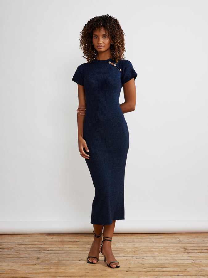 Millie Blue Lurex Knit Dress by KITRI Studio