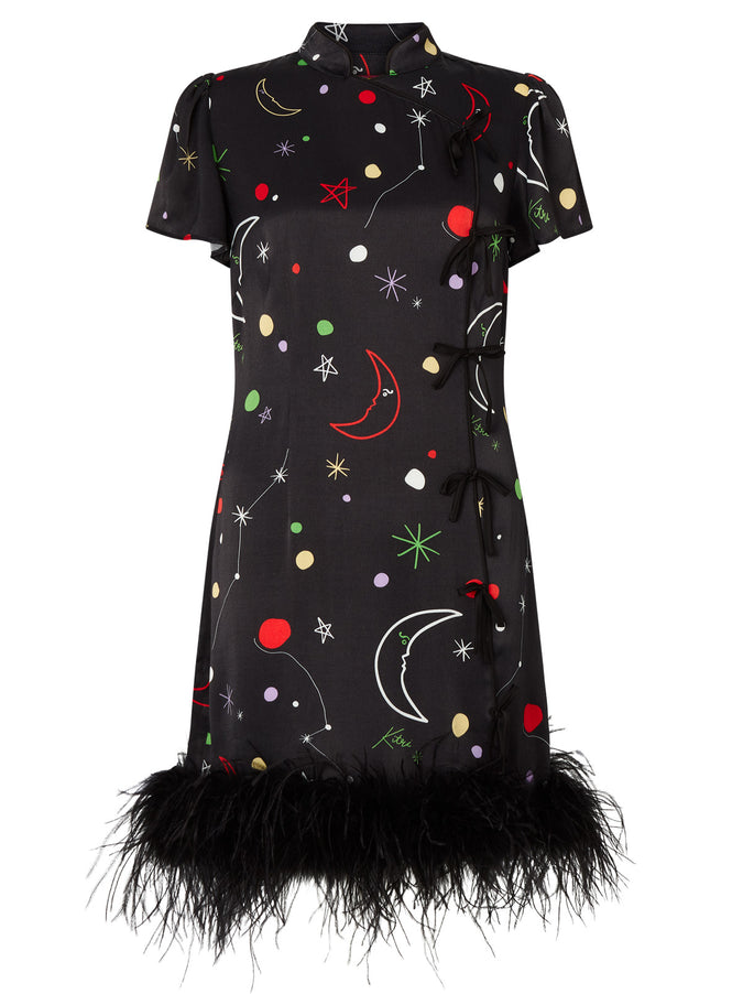 Mimi Moon And Star Feather Mini Dress by KITRI Studio