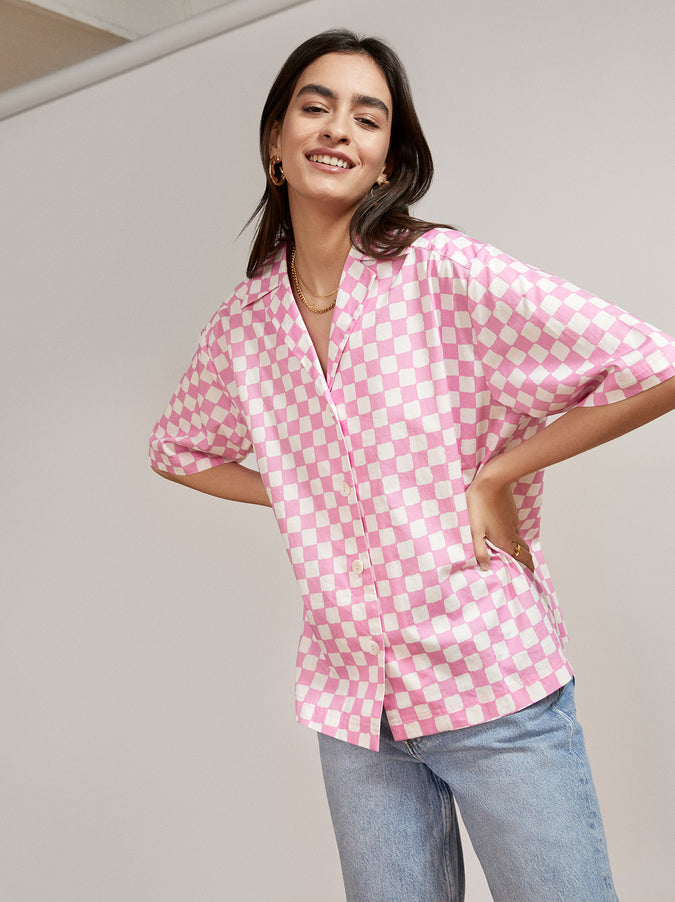 Missy Pink Checker Top by KITRI Studio