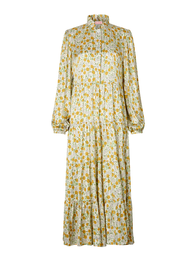 Natalia Cream Peony Print Maxi Dress