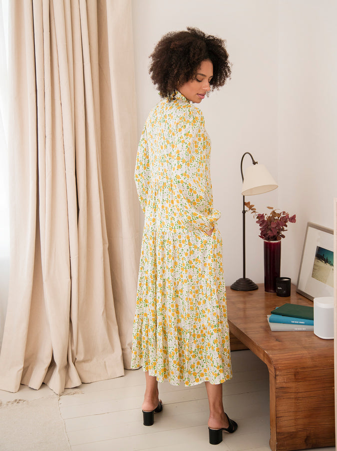 Natalia Cream Peony Print Maxi Dress
