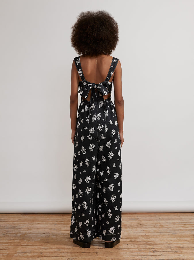 Octavia Black Mono Floral Sleeveless Jumpsuit