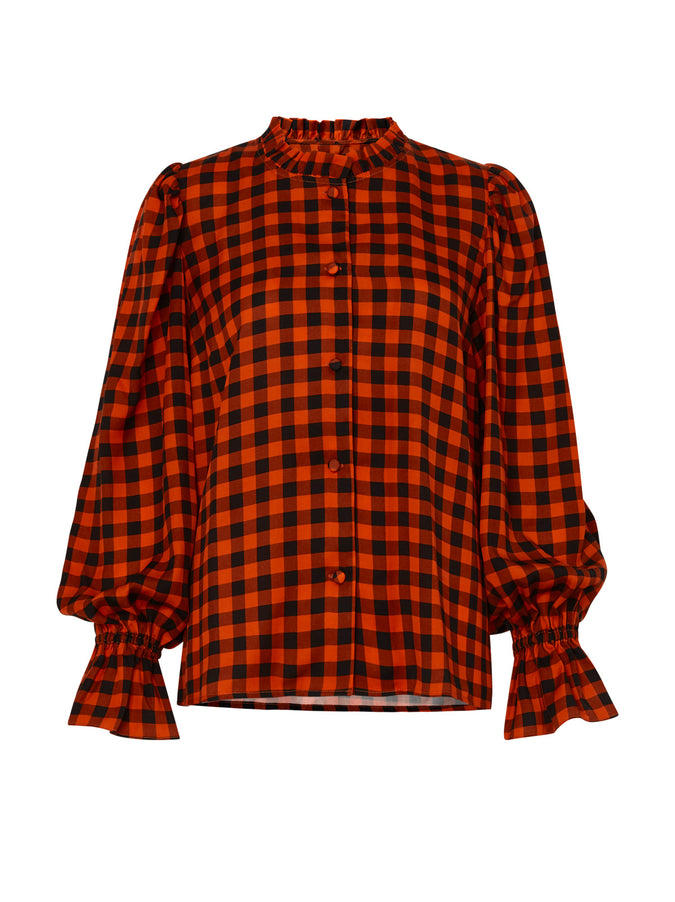 Ophelia Orange Checked Frill Top by KITRI Studio