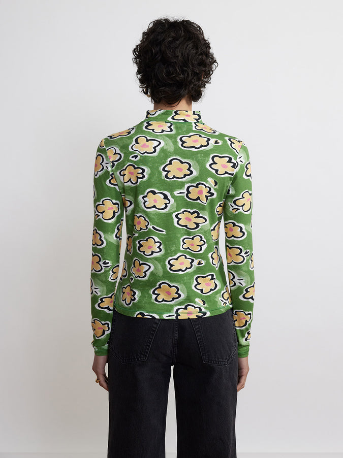 Paige Green Painted Floral Jersey Top by KITRI Studio
