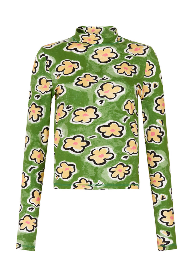 Paige Green Painted Floral Jersey Top by KITRI Studio