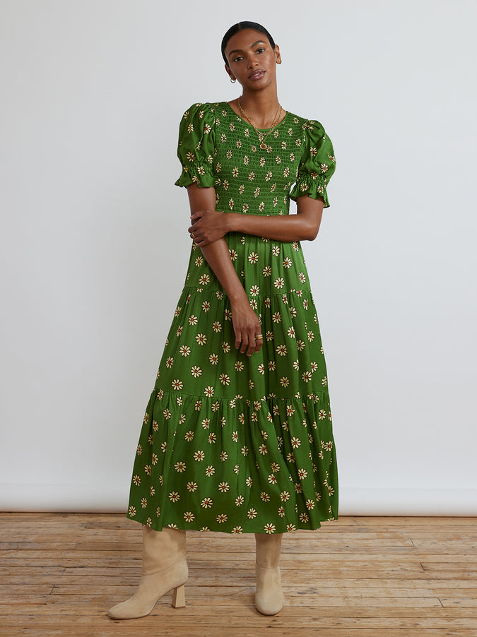 Persephone Retro Floral Shirred Dress by KITRI Studio