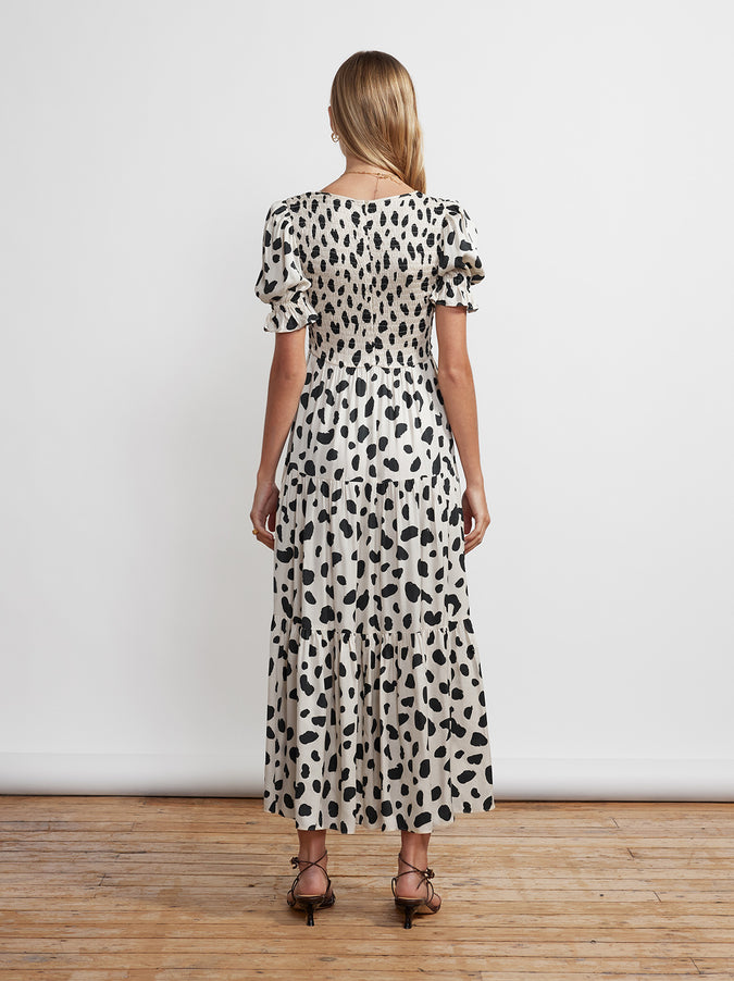 Persephone Shirred Animal Spot Dress by KITRI Studio