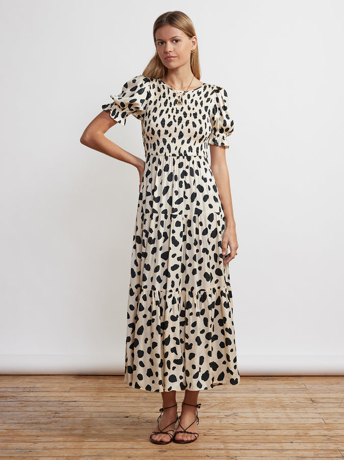 Persephone Shirred Animal Spot Dress by KITRI Studio