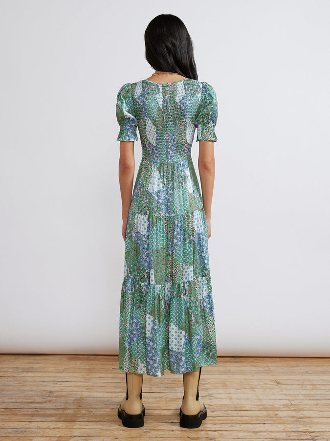 Persephone Shirred Mixed Floral Print Dress