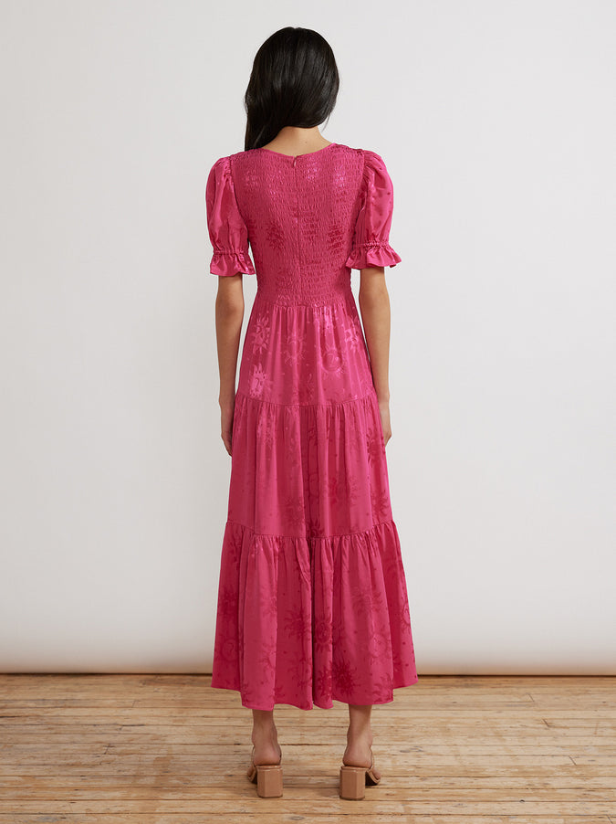 Persephone Shirred Pink Sungod Dress by KITRI Studio