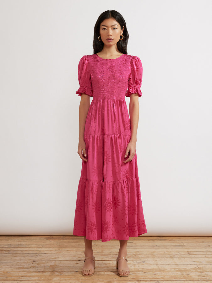 Persephone Shirred Pink Sungod Dress by KITRI Studio