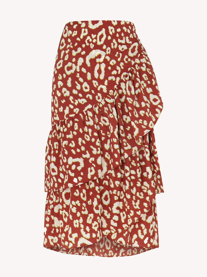 Petulia Animal Print Wrap Midi Skirt by KITRI Studio