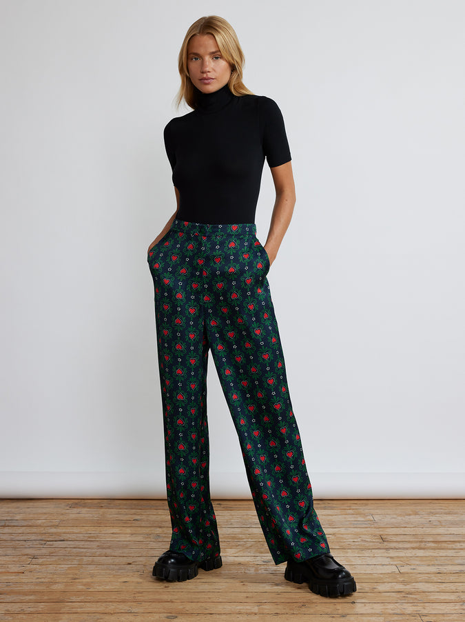 Phoenix Navy Heart Print Trousers by KITRI Studio