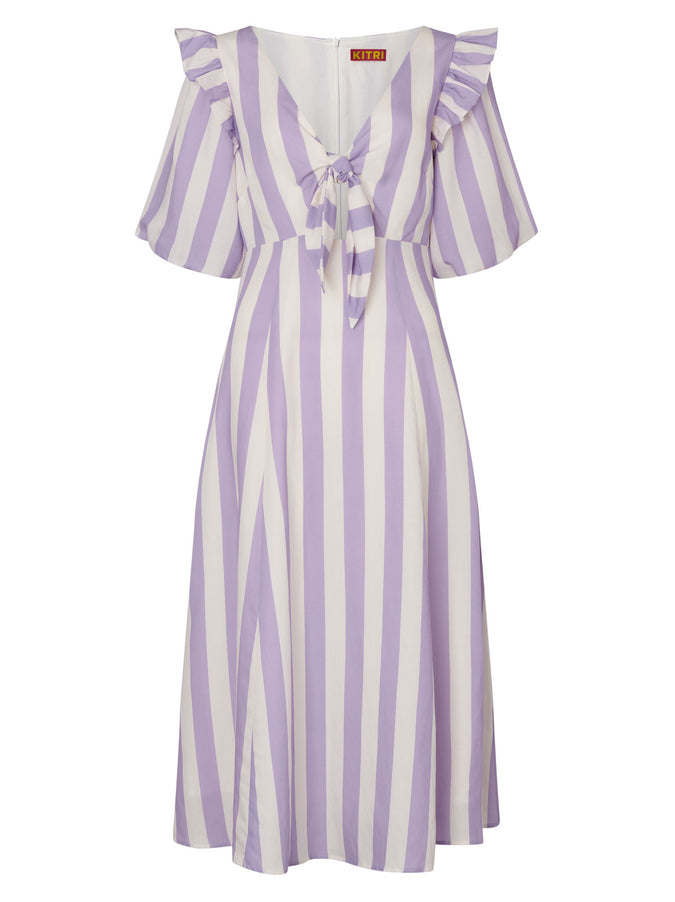 Pia Lilac Stripe Tie Front Dress
