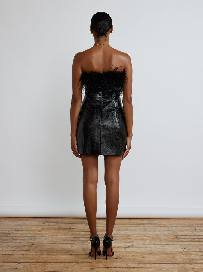 Poppy Vinyl And Feather Mini Dress by KITRI Studio