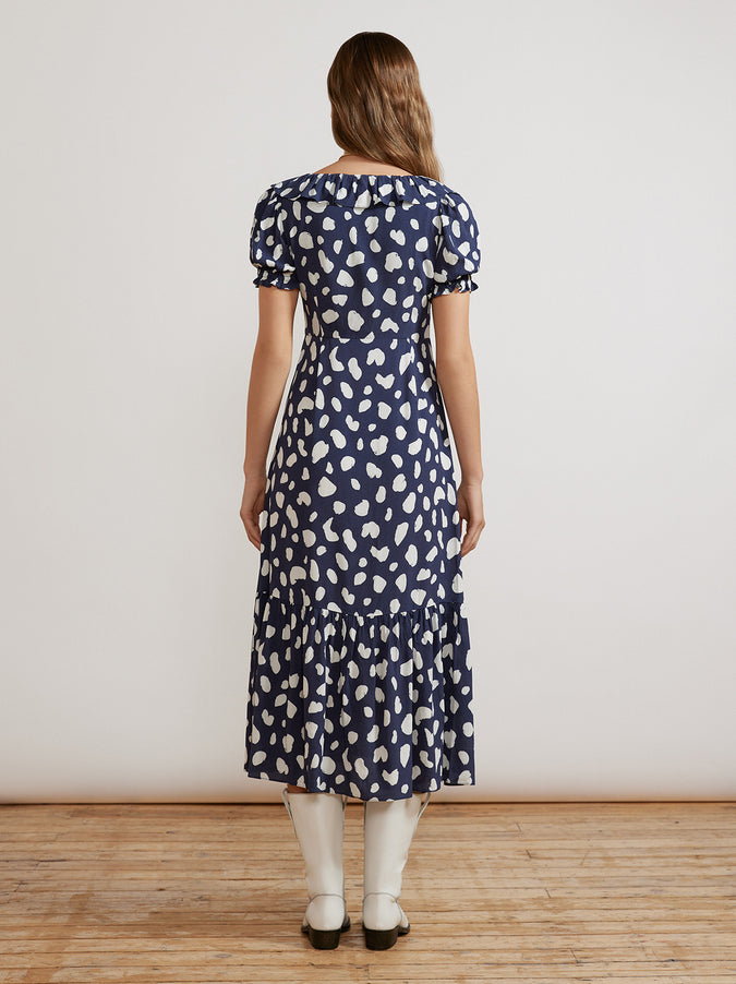 Prunella Navy Animal Spot Dress