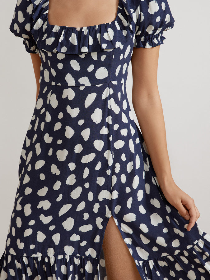 Prunella Navy Animal Spot Dress