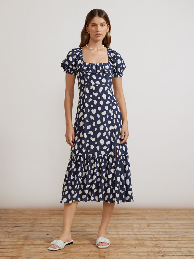 Prunella Navy Animal Spot Dress