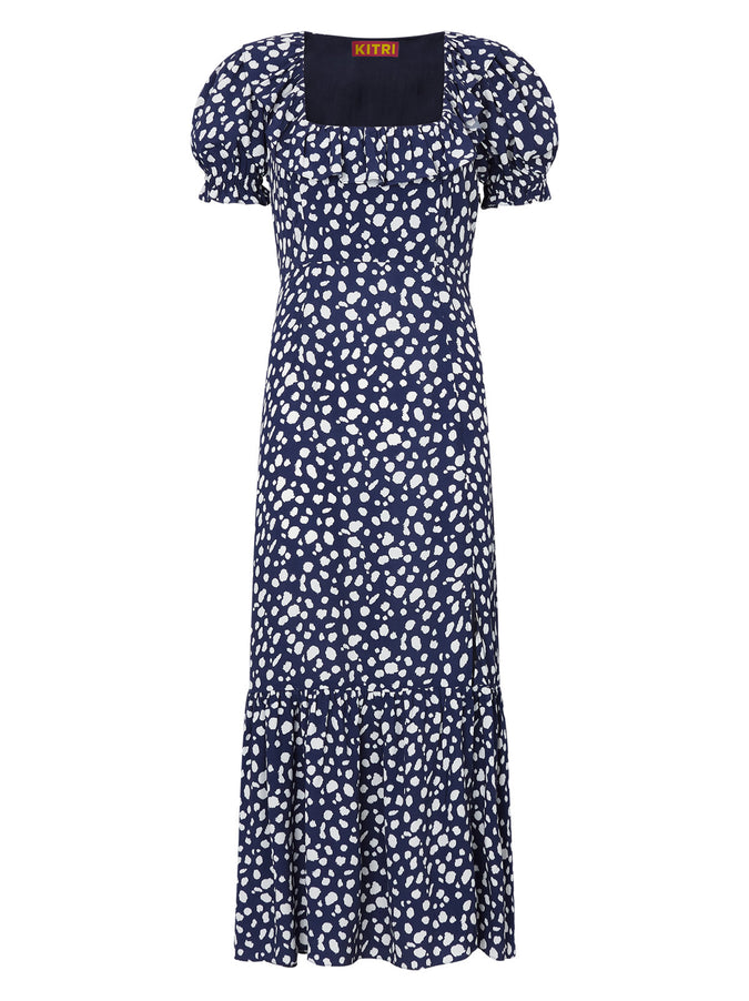 Prunella Navy Animal Spot Dress