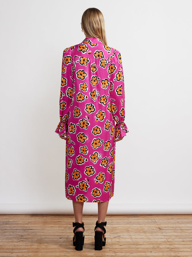 Raquel Pink Painted Floral Shirt Dress by KITRI Studio