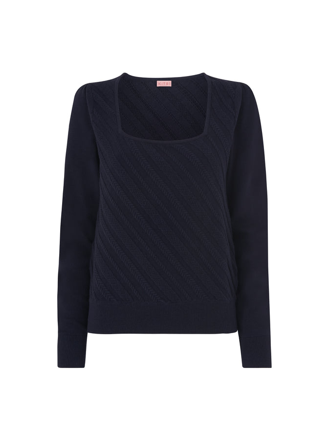 Raven Navy Cable Knit Jumper by KITRI Studio